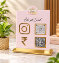 Pastel Pink & Gold Acrylic QR Code