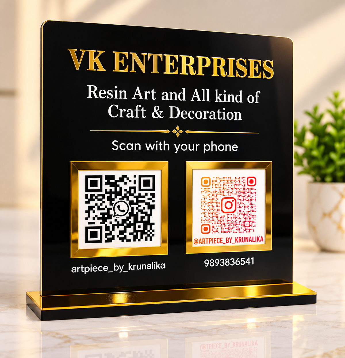 Gold Mirror Acrylic Countertop QR Code