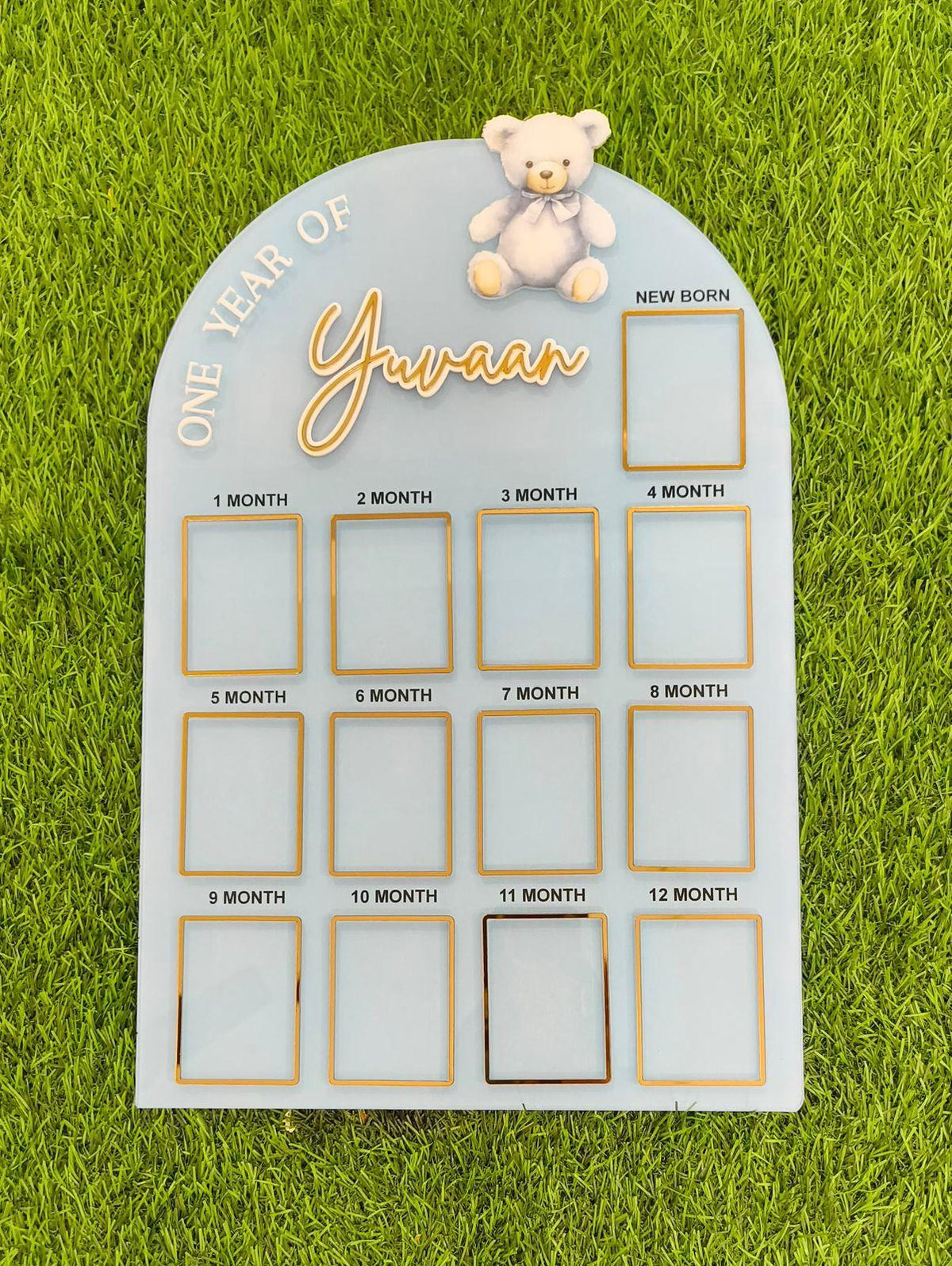 Teddy Bear Baby' Monthly Milestone Acrylic Photo Frame